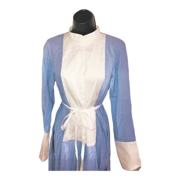 Zara oxford blue bib front split side‎ cotton buttoned down dress size small - Picture 12 of 16